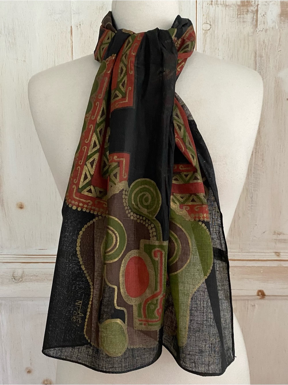 NIP Vintage Alex Nicole for 1928 Long Cotton Scarf
